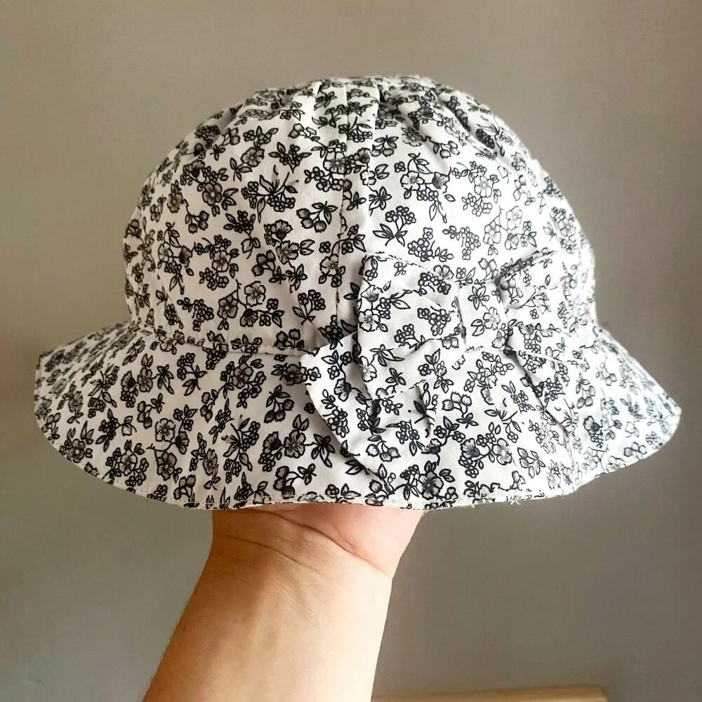 Janie and Jack Black + White Floral Sunhat w/ Bow